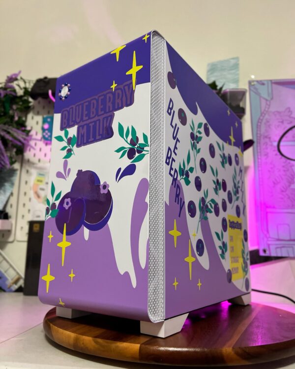 Blueberry Milk PC Case | Custom Blue PC Case - Anime-Inspired mATX Mini Tower | Blue Gaming Computer Case for Custom Builds | Blue PC Tower | Blue Gaming Setup - Image 2