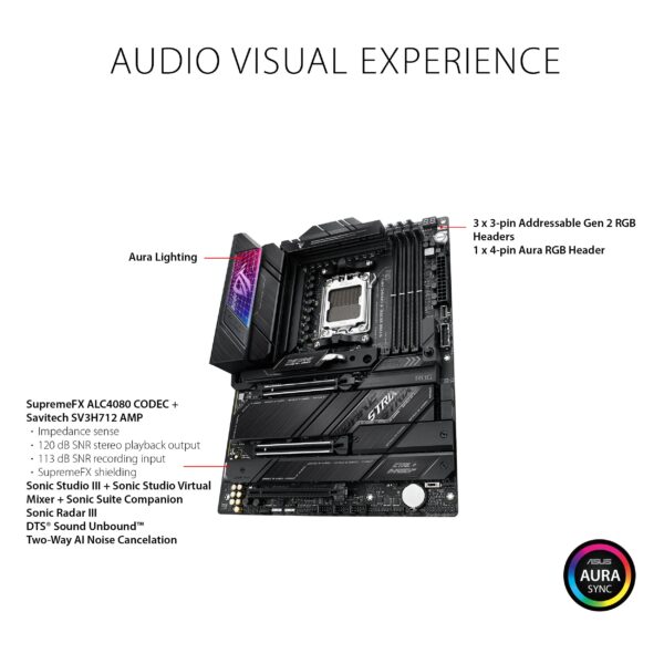 ASUS ROG Strix X670E-E Gaming Socket AM5(LGA 1718) Ryzen 7000 ATX Gaming Motherboard(18+2 Power Stages,PCIe® 5.0, DDR,4xM.2 Slots,USB 3.2 Gen 2x2, WiFi 6E,PCIe Slot Q-Release, M.2 Q-Latch) (Renewed) - Image 5