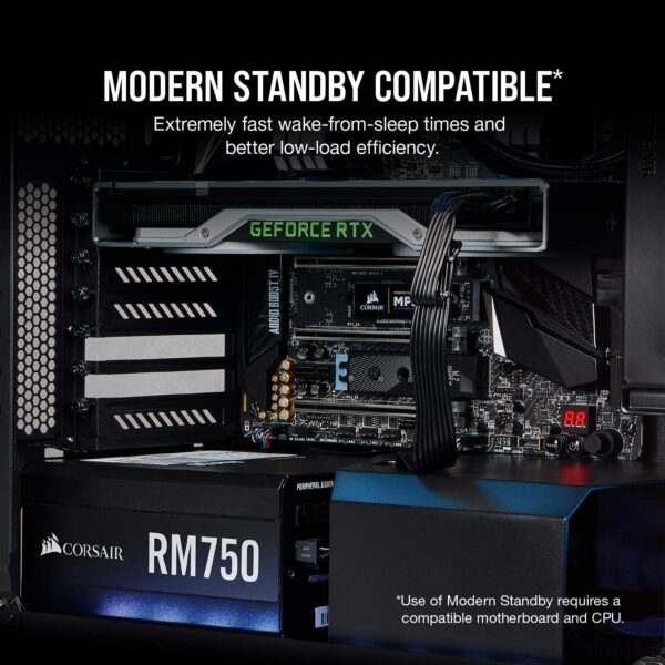 Corsair RM Series, RM750, 750 Watt, 80+ Gold Certified, Fully Modular Power Supply, Microsoft Modern Standby (Renewed) - Image 6