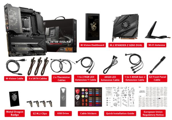 MSI MEG X670E GODLIKE Gaming Motherboard (AMD Ryzen 8000/7000, AM5, DDR5, PCIe 5.0, SATA 6Gb/s, M.2, USB 3.2 Gen 2, Wi-Fi 6E, HDMI/DP, 10Gbps Dual LAN, SLI, EATX) (Renewed) - Image 8