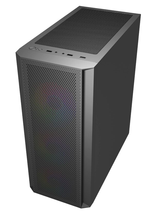 HellCrack HCS255 Black Midi PC Case, ATX, 6 x 120mm ARGB Fan Included, 1 x USB3.0 and 2 x USB2.0. Friendly Business, Office or Gaming Solution | Black, HCS255… - Image 5