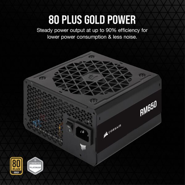 CORSAIR RM650 80 Plus Gold Fully Modular Low-Noise ATX 650 Watt Power Supply - NA - Black (Renewed) - Image 3