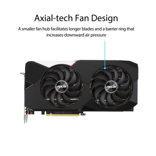 ASUS Dual NVIDIA GeForce RTX 3070 V2 OC Edition Gaming Graphics Card (PCIe 4.0, 8GB GDDR6 Memory, LHR, HDMI 2.1, DisplayPort 1.4a, Axial-tech Fan Design, Dual BIOS, Protective Backplate) (Renewed) - Image 3