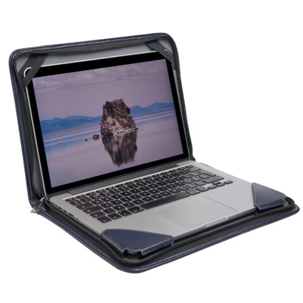 Broonel Blue Leather Laptop Messenger Case - Compatible with ASUS Chromebook Flip C434 2-in-1 14 Laptop - Image 3