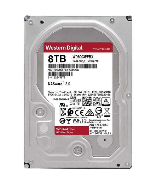 WD Red Pro 8TB NAS Internal Hard Drive - 7200 RPM Class, SATA 6 Gb/s, CMR, 256 MB Cache, 3.5 - WD8003FFBX (Renewed) - Image 3