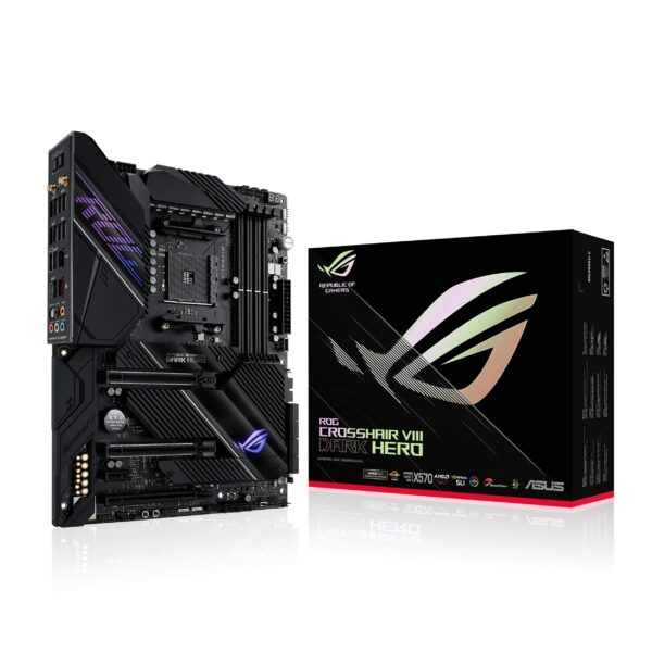 ASUS ROG Crosshair VIII Dark Hero AMD AM4 Zen 3 Ryzen 5000 & 3rd Gen Ryzen ATX Gaming Motherboard (PCIe 4.0, 14+2 Ti Power, Passive Heatsink, Wi-Fi 6, 2.5 Gbps LAN, USB 3.2 Gen 2 Type-C (Renewed)