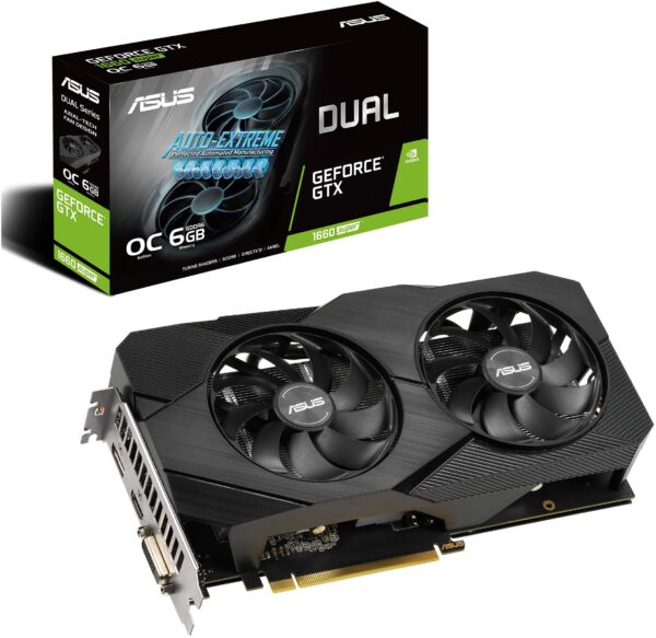 ASUS GeForce GTX 1660 Super Overclocked 6GB Dual-Fan Evo Edition VR Ready HDMI DisplayPort DVI Graphics Card (DUAL-GTX1660S-O6G-EVO) (Renewed)