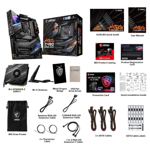MSI MEG Z490 GODLIKE Gaming Motherboard (E-ATX, 10th Gen Intel Core, LGA 1200 Socket, DDR4, SLI/CF, Triple M.2 Slots, Thunderbolt 3 Type-C, Wi-Fi 6, Mystic Light RGB) (Renewed) - Image 6