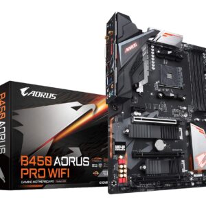 GIGABYTE B450 AORUS PRO WIFI (AMD Ryzen AM4/M.2 Thermal Guard with Onboard WIFI/HDMI/DVI/USB 3.1 Gen 2/DDR4/ATX/Motherboard) (Renewed)