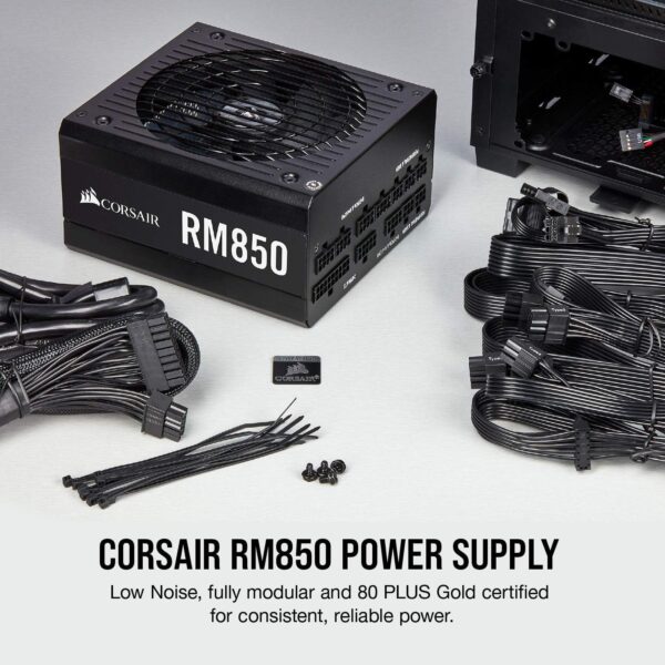 Corsair RM Series, RM850, 850 Watt, 80+ Gold Certified, Fully Modular Power Supply - Black (Renewed) - Image 2
