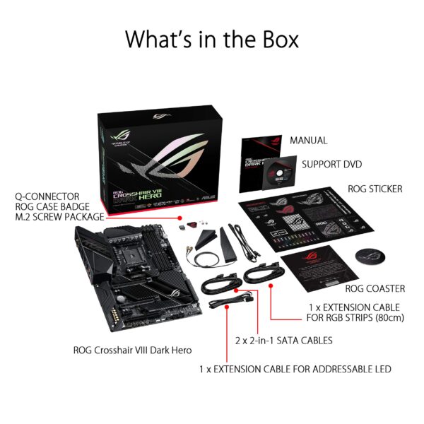 ASUS ROG Crosshair VIII Dark Hero AMD AM4 Zen 3 Ryzen 5000 & 3rd Gen Ryzen ATX Gaming Motherboard (PCIe 4.0, 14+2 Ti Power, Passive Heatsink, Wi-Fi 6, 2.5 Gbps LAN, USB 3.2 Gen 2 Type-C (Renewed) - Image 6