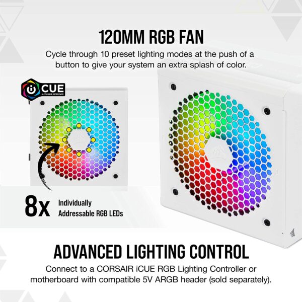 Corsair CX550F RGB, 550 Watt, 80 PLUS Bronze, Fully Modular RGB White Power Supply (Renewed) - Image 4