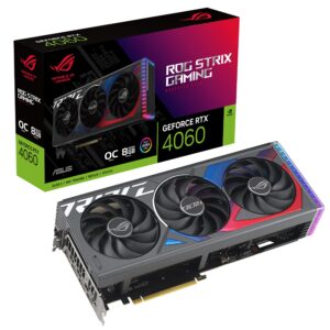 ASUS ROG Strix GeForce RTX™ 4060 OC Edition Gaming Graphics Card (PCIe 4.0, 8GB GDDR6, DLSS 3, HDMI 2.1a, DisplayPort 1.4a, Axial-tech Fan Design, Aura Sync, 0dB Technology) (Renewed)