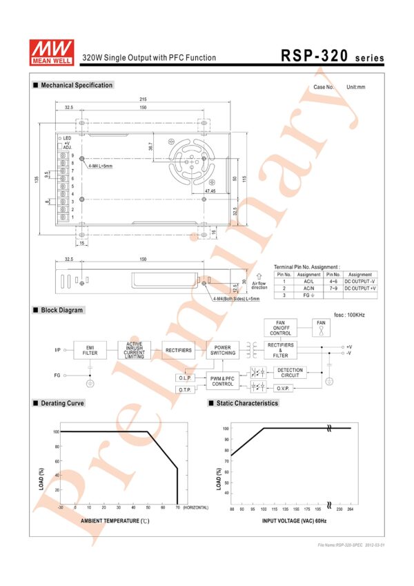 MW Mean Well RSP-320-24 24V 13.4A 321.6W Single Output with PFC Function Power Supply (Renewed) - Image 2