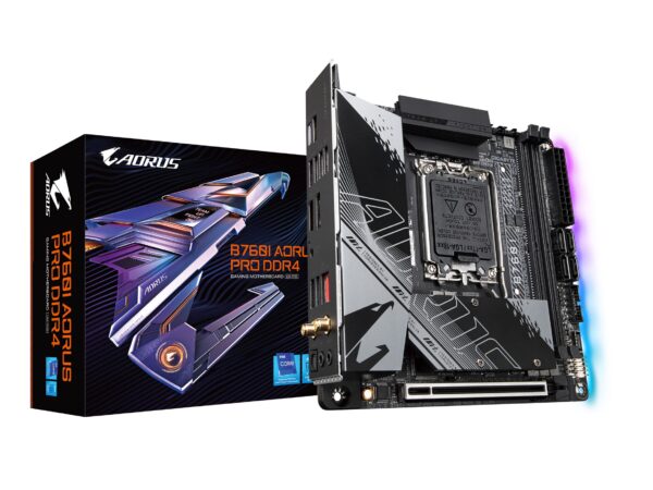 GIGABYTE B760I AORUS PRO DDR4 (LGA 1700/ Intel/ B760/ Mini-ITX/ DDR4/ Dual M.2/ PCIe 4.0/ USB 3.2 Gen2X2 Type-C/WiFi 6/ Intel 2.5GbE LAN/Q-Flash Plus/Motherboard) (Renewed)