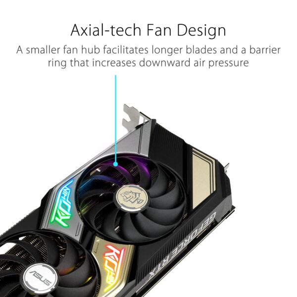 ASUS KO NVIDIA GeForce RTX 3060 Ti V2 OC Edition 8GB GDDR6 Gaming Graphics Card- PCIe 4.0, 8GB GDDR6 memory, LHR, HDMI 2.1, DisplayPort 1.4a, Axial-tech Fan Design, 0dB technology (Renewed) - Image 4