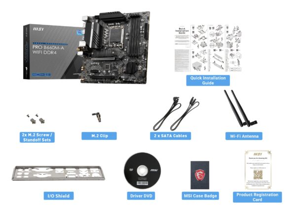MSI PRO B660M-A WiFi DDR4 Motherboard (mATX, 12th Gen Intel Core, LGA 1700 Socket, DDR4, PCIe 4, 2.5G LAN, M.2 Slots, Wi-Fi 6) (Renewed) - Image 7