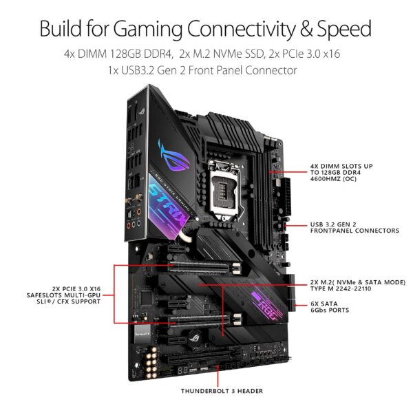 ASUS ROG Strix Z490-E Gaming Z490- WiFi 6, LGA 1200 (Intel 10th Gen) ATX Gaming Motherboard, 14+2 Power Stages, DDR4 4600, Intel 2.5 Gb Ethernet (Renewed) - Image 5