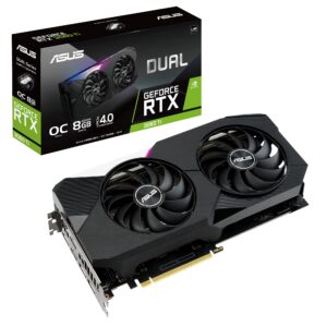 ASUS Dual NVIDIA GeForce RTX 3060 Ti V2 OC Edition Gaming Graphics Card (PCIe 4.0, 8GB GDDR6 Memory, LHR, HDMI 2.1, DisplayPort 1.4a, Axial-tech Fan Design, Dual BIOS, Protective Backplate) (Renewed)