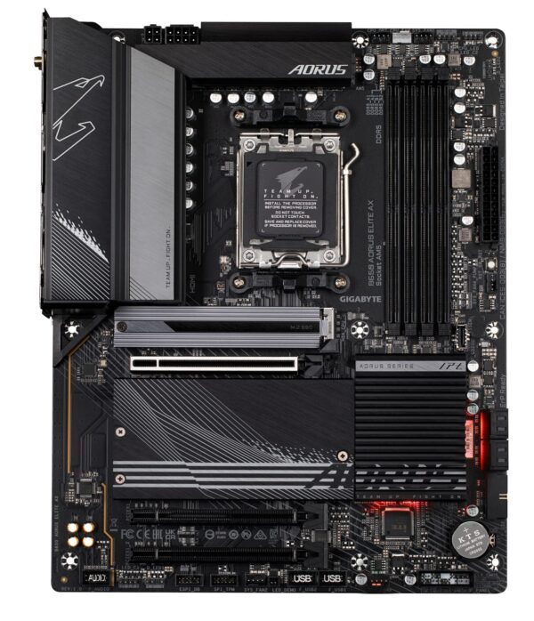 GIGABYTE B650 AORUS Elite AX (AM5/ LGA 1718/ AMD B650/ ATX/ 5-Year Warranty/ DDR5/ M.2/ PCIe 5.0/ USB 3.2 Gen2X2 Type-C/WiFi 6E/ 2.5GbE LAN/Q-Flash Plus/EZ-Latch/Gaming Motherboard) (Renewed) - Image 2