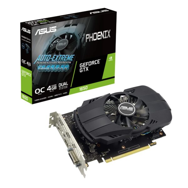 ASUS Phoenix NVIDIA GeForce GTX 1650 OC Edition Gaming Graphics Card (PCIe 3.0, 4GB GDDR6 Memory, HDMI 2.0, DisplayPort 1.4a, DVI-D, Dual Ball Fan Bearings, Auto-Extreme) (Renewed)