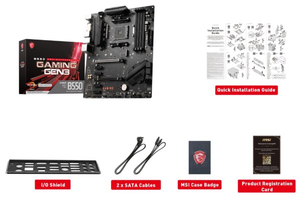 MSI B550 Gaming GEN3 Gaming Motherboard (AMD AM4, DDR4, PCIe 3.0, SATA 6Gb/s, M.2, USB 3.2 Gen 1, HDMI, ATX, AMD Ryzen 5000/4000 Series Processors) (Renewed) - Image 7