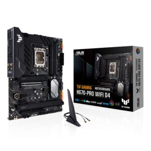 ASUS TUF Gaming H670-PRO WiFi D4 LGA 1700(Intel 12th Gen) ATX Motherboard (PCIe 5.0, DDR4,14+1 DrMOS,4xM.2 Slots,WiFi 6,2.5 Gb LAN,Front USB 3.2 Gen 1 Type-C,USB 3.2 Gen 2x2 Type-C) (Renewed)