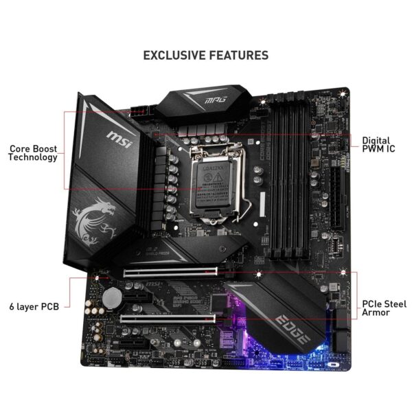MSI MPG Gaming Edge Intel Z490 LGA 1200 Micro ATX DDR4-SDRAM Motherboard (Renewed) - Image 3