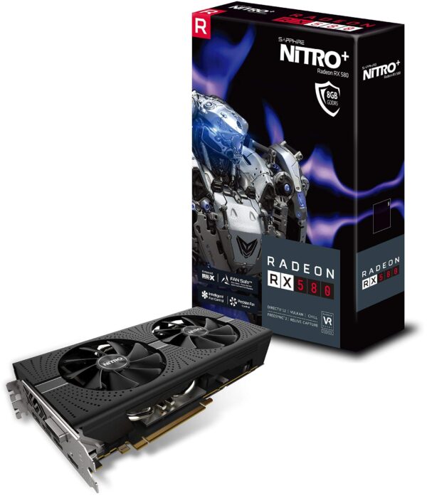 Sapphire 11265-01-20G Radeon Nitro+ RX 580 8GB GDDR5 Dual HDMI / DVI-D / Dual DP with Backplate (UEFI) PCI-E Graphics Card (Renewed)