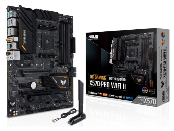 ASUS TUF Gaming X570-PRO WiFi II AMD AM4 (3rd Gen Ryzen) ATX Gaming Motherboard(PCIe 4.0,WiFi6E,2.5GbLAN,BIOS Flashback,Two-Way AI Noise Cancelation,Addressable Gen2RGB Header,Aura Sync) (Renewed)