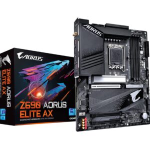 GIGABYTE Z690 AORUS Elite AX (LGA 1700/ Intel Z690/ ATX/ DDR5/ Quad M.2/ PCIe 5.0/ USB 3.2 Gen2X2 Type-C/WiFi 6/2.5GbE LAN/Gaming Motherboard) (Renewed)