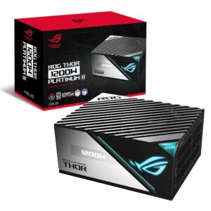 ROG Thor 1200W Platinum II (Fully Modular Power Supply, 80+ Platinum, Lambda A++ Certified, ROG heatsinks, 135mm PWM Fan, 0dB Mode, OLED Panel, Sleeved Cables, Aura Sync, 10 Year Warranty) (Renewed)