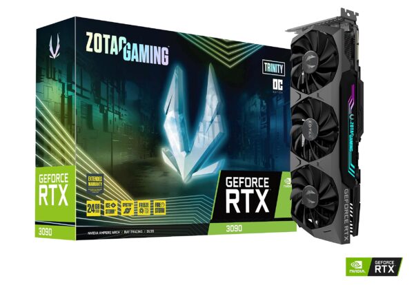 ZOTAC Gaming GeForce RTX 3090 Trinity OC 24GB GDDR6X 384-bit 19.5 Gbps PCIE 4.0 Gaming Graphics Card, IceStorm 2.0 Advanced Cooling, Spectra 2.0 RGB Lighting, ZT-A30900J-10P (Renewed)