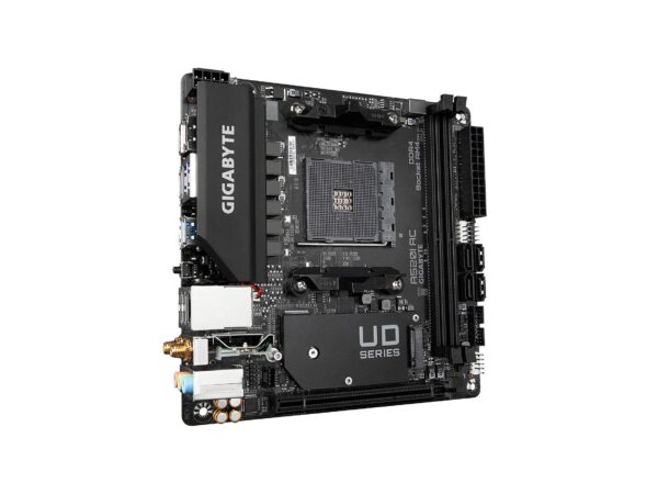 Gigabyte A520I AC (AMD Ryzen AM4/Mini-ITX/Direct 6 Phases Digital PWM with 55A DrMOS/Gaming GbE LAN/Intel WiFi+Bluetooth/NVMe PCIe 3.0 x4 M.2/3 Display Interfaces/Q-Flash Plus/Motherboard) (Renewed) - Image 4
