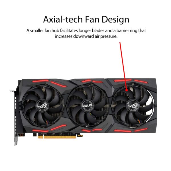 ASUS ROG Strix AMD Radeon RX 5600 XT OC Edition Gaming Graphics Card (PCIe 4.0, 6GB, GDDR6 Memory, HDMI, DisplayPort, Axial-tech Fan Design, Metal Backplate (ROG-STRIX-RX5600XT-O6G-GAMING) (Renewed) - Image 2