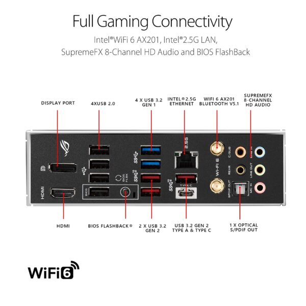 ASUS ROG Strix Z490-E Gaming Z490- WiFi 6, LGA 1200 (Intel 10th Gen) ATX Gaming Motherboard, 14+2 Power Stages, DDR4 4600, Intel 2.5 Gb Ethernet (Renewed) - Image 6