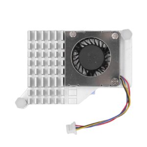 for Pi 5 Cooler,Cooling Fan Replacement Aluminium Alloy Heatsink Cooler Temperature Controlled PWM Speed Control Cooling Fan 4 Pin for Pi 5 4GB 8GB (Silver)