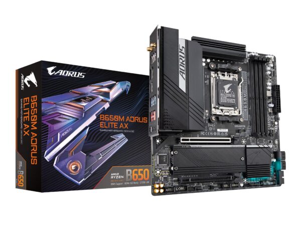 GIGABYTE B650M AORUS Elite AX (AM5/ LGA 1718/ AMD B650/ Micro-ATX/ 5-Year Warranty/ DDR5/ 2* M.2/ PCIe 5.0/ USB 3.2 Gen2X2 Type-C/Intel 2.5GbE LAN/Q-Flash Plus/EZ-Latch/Gaming Motherboard) (Renewed)