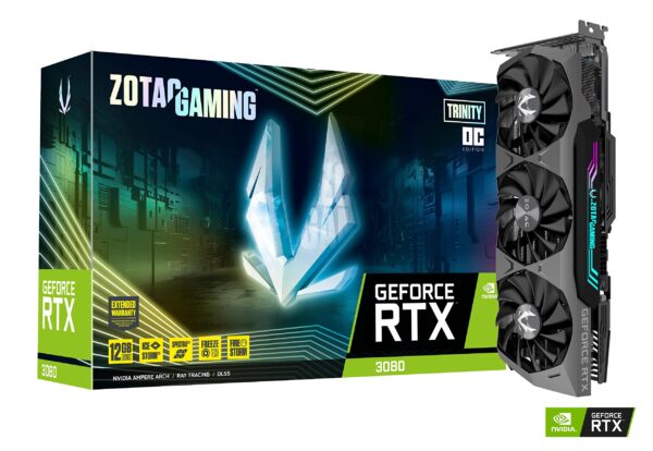ZOTAC Gaming GeForce RTX 3080 Trinity OC LHR 12GB GDDR6X 384-bit 19 Gbps PCIE 4.0 Gaming Graphics Card, IceStorm 2.0 Advanced Cooling, Spectra 2.0 RGB Lighting, ZT-A30820J-10PLHR (Renewed)