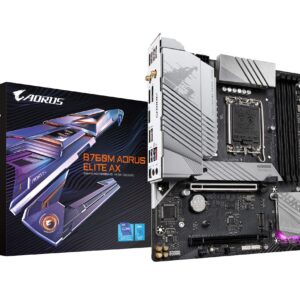 GIGABYTE B760M AORUS Elite AX (LGA 1700/ Intel/ B760/ M-ATX/ DDR5/ Dual M.2/ PCIe 4.0/ USB 3.2 Gen2X2 Type-C/Intel Wi-Fi 6E/ 2.5GbE LAN/Q-Flash Plus/PCIe EZ-Latch/Gaming Motherboard) (Renewed)