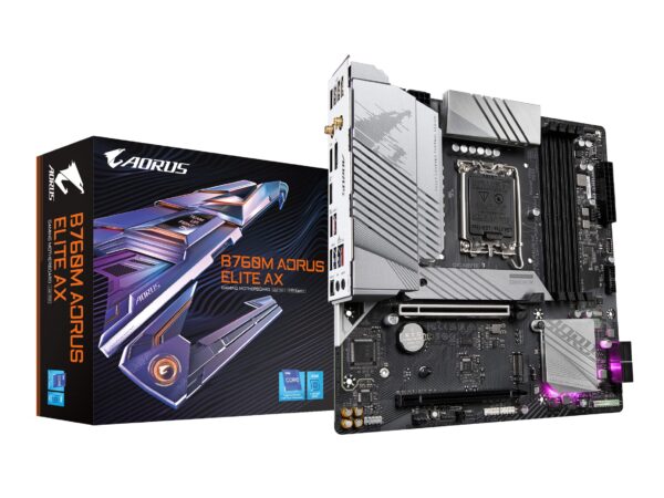GIGABYTE B760M AORUS Elite AX (LGA 1700/ Intel/ B760/ M-ATX/ DDR5/ Dual M.2/ PCIe 4.0/ USB 3.2 Gen2X2 Type-C/Intel Wi-Fi 6E/ 2.5GbE LAN/Q-Flash Plus/PCIe EZ-Latch/Gaming Motherboard) (Renewed)