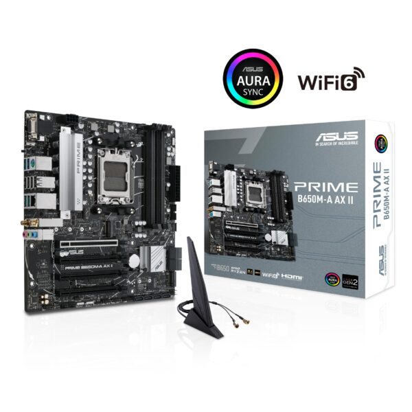 ASUS Prime B650M-A AX II AMD B650 AM5 Ryzen™ Desktop 9000 8000 & 7000 Micro-ATX mATX Motherboard, DDR5, PCIe 5.0 M.2, 2.5Gb LAN, Wi-Fi 6, DisplayPort, HDMI®, BIOS Flashback™ (Renewed) - Image 7