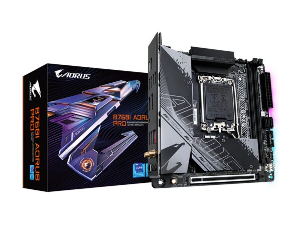 GIGABYTE B760I AORUS PRO (LGA 1700/ Intel/ B760/ Mini-ITX/ DDR5/ Dual M.2/ PCIe 4.0/ USB 3.2 Gen2X2 Type-C/WiFi 6E/ Intel 2.5GbE LAN/Q-Flash Plus/Motherboard) (Renewed)