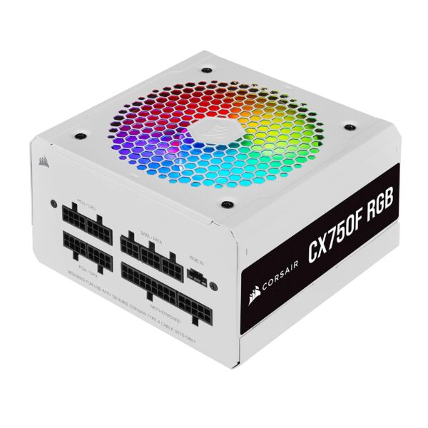 Corsair CX750F RGB, 750 Watt, 80 PLUS Bronze, Fully Modular RGB White Power Supply (Renewed)