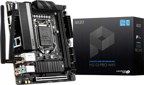 MSI H510I PRO WiFi ProSeries Motherboard (Mini-ITX, 11th/10th Gen Intel Core, LGA 1200 Socket, DDR4, PCIe 4, M.2 Slot, USB 3.2 Gen 2, 2.5G LAN, HDMI/DP, WiFi 6E) (Renewed)