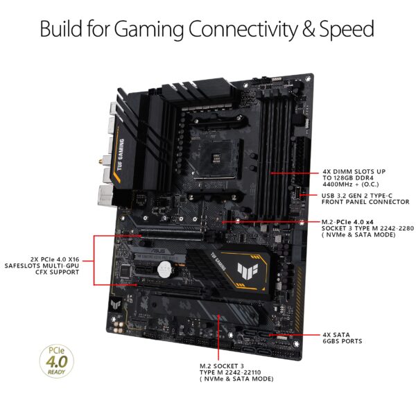 ASUS TUF Gaming X570-PRO WiFi II AMD AM4 (3rd Gen Ryzen) ATX Gaming Motherboard(PCIe 4.0,WiFi6E,2.5GbLAN,BIOS Flashback,Two-Way AI Noise Cancelation,Addressable Gen2RGB Header,Aura Sync) (Renewed) - Image 4