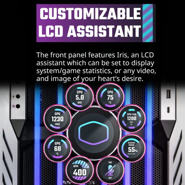 Cooler Master HAF 700 EVO E-ATX High Airflow PC Case, IRIS Customizable LCD & Intel® CoreTM i9-14900K New Gaming Desktop Processor 24 (8 P-cores + 16 E-cores) - Image 3