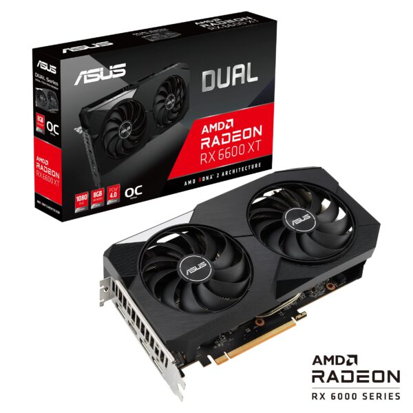ASUS Dual AMD Radeon RX 6600 XT OC Edition 8GB GDDR6 Gaming Graphics Card (AMD RDNA 2, PCIe 4.0, 8GB GDDR6 Memory, HDMI 2.1, DisplayPort 1.4a, Axial-tech Fan Design, 0dB Technology) (Renewed) - Image 2