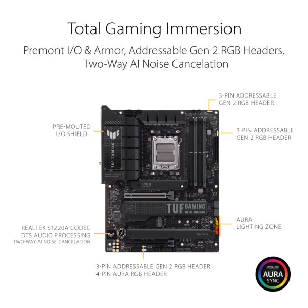 ASUS TUF Gaming X670E-PLUS WiFi 6E Socket AM5 (LGA 1718) Ryzen 7000 ATX Gaming Motherboard(16 Power Stages, PCIe® 5.0, DDR5 Memory, Four M.2 Slots,2.5 Gb LAN,USB 4, Aura RGB Lighting) (Renewed) - Image 4