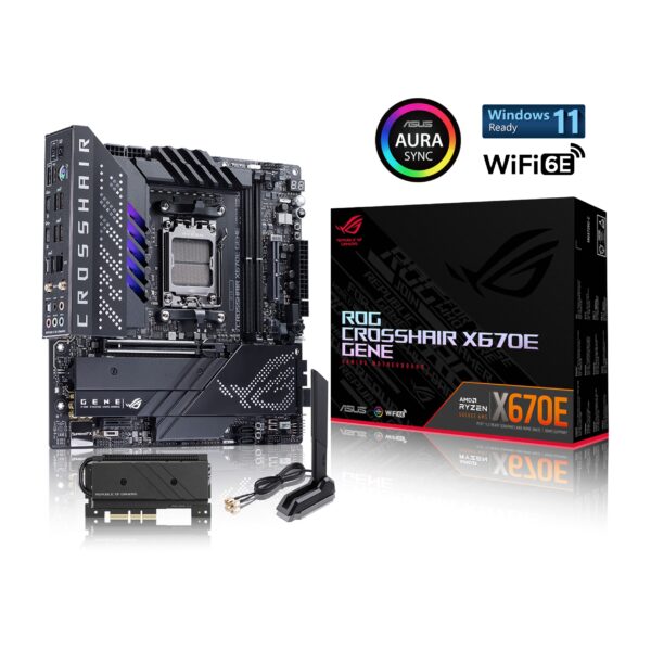 ASUS ROG Crosshair X670E Gene WiFi 6E Socket AM5(LGA 1718) Ryzen 7000 mATX Gaming Motherboard (16+2 Power Stages, PCIe® 5.0, DDR5,USB 3.2 Gen 2x2 Front-Panel, USB4® Ports, Wi-Fi 6E) (Renewed) - Image 2